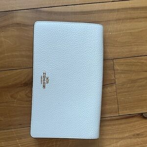 Coach Textured White Leather Clutch